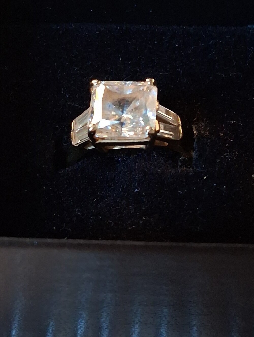 Vintage 1990's 14K Gold Square Cut Cubic Zirconia Statement Ring